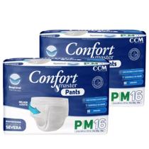 Kit 2 Fralda Calça Descartável Confort Master Pants - Tamanho P M - Total 32 Unidades