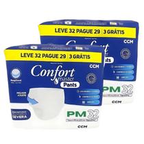 Kit 2 Fralda Calça Descartável Confort Master Pants - Tamanho P M - Total 64 Unidades