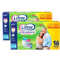 Kit 2 Fralda Calça Lifree Extra Absorção Tamanho G/XG com 16 Unidades