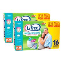 Kit 2 Fralda Calça Lifree Super Conforto Tamanho P/M com 16 Unidades