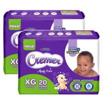 Kit 2 Fralda Cremer Magic Care Tamanho XG Pacote Prática com 20 Fraldas Descartáveis