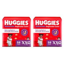 Kit 2 Fralda Descartável Huggies Supreme Care Roupinha Bag XXG 58 Unidades Cada