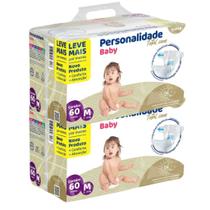 Kit 2 Fralda Descartável Infantil Personalidade Baby Total Care Bag - Tam M 60 cada - Total 120un Kit 2 Fralda Descartável Infantil Personalidade Baby Total Care Bag - Tam M 60 cada - Total 120un