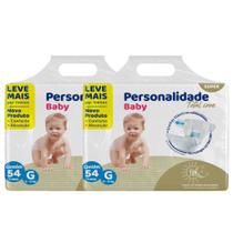 Kit 2 Fralda Descartável Infantil Personalidade Baby Total Care Bag - Tamanho G Total 108 Unidades Kit 2 Fralda Descartável Infantil Personalidade Baby Total Care Bag - Tamanho G Total 108 Unidades