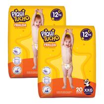 Kit 2 Fralda Descartável Infantil Piquitucho XXG Mega Extra Absorção Fita Diurna Noturna