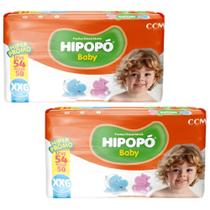 Kit 2 Fralda Descartável Macio Hipopó Baby Hiper Tamanho XXG - Total 108 Unidades