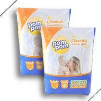Kit 2 Fralda Descartável Pom Pom Clássica Jumbo Tamanho XG - Total 40 Unidades Kit 2 Fralda Descartável Pom Pom Clássica Jumbo Tamanho XG - Total 40 Unidades