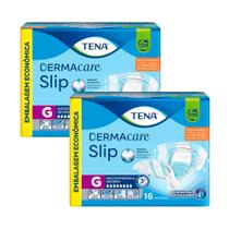 Kit 2 Fralda Geriátrica Tena Slip DermaCare Tamanho G com 16 Unidades