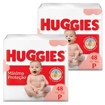 Kit 2 Fralda Huggies Máxima Proteção Mega - 96 Unidades - Tamanho P Kit 2 Fralda Huggies Máxima Proteção Mega - 96 Unidades - Tamanho P