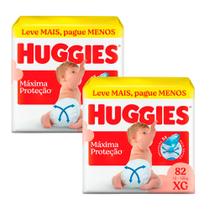 Kit 2 Fralda Huggies Máxima Proteção Tamanho XG 82 Unidades Descartáveis