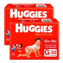 Kit 2 Fralda Huggies Supreme Care Tamanho G Mega 32 Unidades Descartáveis Kit 2 Fralda Huggies Supreme Care Tamanho G Mega 32 Unidades Descartáveis