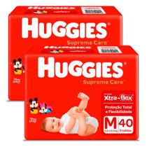 Kit 2 Fralda Huggies Supreme Care Tamanho M Mega 40 Unidades Descartáveis