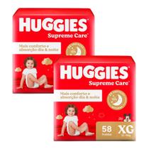 Kit 2 Fralda Huggies Supreme Care Tamanho XG 58 Fraldas Descartáveis