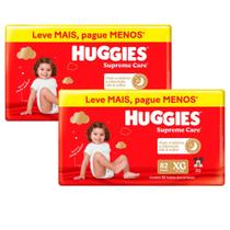 Kit 2 Fralda Huggies Supreme Care Tamanho XG 82 Unidades Descartáveis