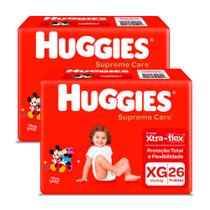 Kit 2 Fralda Huggies Supreme Care Tamanho XG Mega 26 Unidades Descartáveis