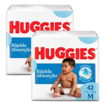 Kit 2 Fralda Huggies Tripla Proteção Tamanho M Pacote Mega 42 Fraldas Descartáveis