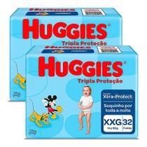 Kit 2 Fralda Huggies Tripla Proteção Tamanho XXG Pacote Mega com 32 Unidades cada