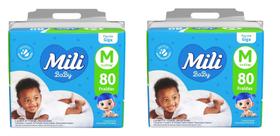 Kit 2 Fralda Mili Baby Tam M 80 Unidades - Mili Kit 2 Fralda Mili Baby Tam M 80 Unidades - Mili