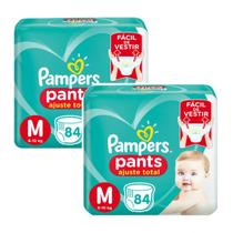 Kit 2 fralda pampers infantil pants tamanho m com 84 unidades
