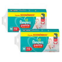 Kit 2 Fralda Pampers Pants Ajuste Total Tamanho M Pacote Econômico com 112 Unidades Descartáveis