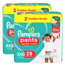 Kit 2 Fralda Pampers Pants Ajuste Total Tamanho XXG Pacote Jumbo com 28 Unidades Descartáveis