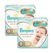 Kit 2 Fralda Pampers Premium Care Tamanho G Pacote Mega 30 Fraldas Descartáveis Kit 2 Fralda Pampers Premium Care Tamanho G Pacote Mega 30 Fraldas Descartáveis