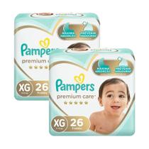 Kit 2 Fralda Pampers Premium Care Tamanho XG Pacote Mega 26 Fraldas Descartáveis Kit 2 Fralda Pampers Premium Care Tamanho XG Pacote Mega 26 Fraldas Descartáveis