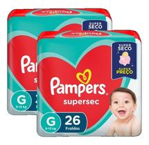 kit 2 Fralda Pampers Supersec Tamanho G Com 26 Unidades