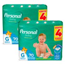 Kit 2 Fralda Personal Baby Protect & Sec Tamanho G Leve 70 Pague 66 Unidades Descartáveis cada