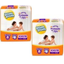 Kit 2 Fralda Pom Pom Protek Proteção de Mãe Jumbo - Tamanho XXG - Total de 36 Unidades Kit 2 Fralda Pom Pom Protek Proteção de Mãe Jumbo - Tamanho XXG - Total de 36 Unidades