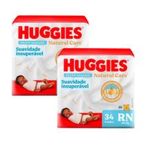 Kit 2 Fralda Premium Huggies Natural Care RN 34 Unidades
