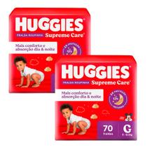 Kit 2 Fralda Roupinha Huggies Supreme Care Tamanho G 70 Unidades Descartáveis