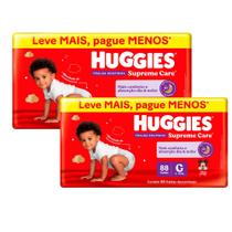 Kit 2 Fralda Roupinha Huggies Supreme Care Tamanho G 88 Unidades Descartáveis
