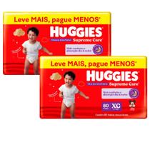 Kit 2 Fralda Roupinha Huggies Supreme Care Tamanho XG 80 Unidades Descartáveis