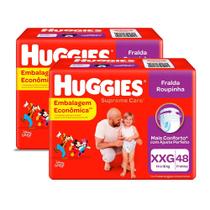 Kit 2 Fralda Roupinha Huggies Supreme Care Tamanho XXG Pacote Hiper 48 Fraldas Descartáveis
