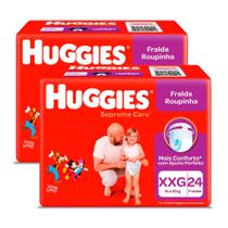 Kit 2 Fralda Roupinha Huggies Supreme Care Tamanho XXG Pacote Mega 24 Fraldas Descartáveis