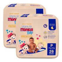 Kit 2 Fralda Turma da Mônica Baby Premium Jumbo P com 26un cada