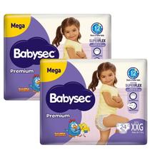Kit 2 Fraldas Babysec Galinha Pintadinha Premium Mega XXG com 24 unidades
