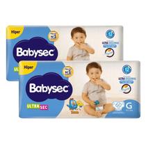 Kit 2 Fraldas Babysec Ultrasec Hiper Galinha Pintadinha G com 60 unidades Kit 2 Fraldas Babysec Ultrasec Hiper Galinha Pintadinha G com 60 unidades