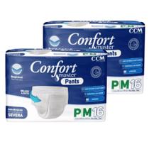 Kit 2 Fraldas Calça Descartável Geriátrica Adulto Confort Master Pants - P M Total 32 Unidades
