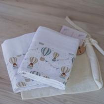 Kit 2 Fraldas de Ombro Bebê Tricoline 100% Algodão com Saquinho Presenteável Ceci Petit Home