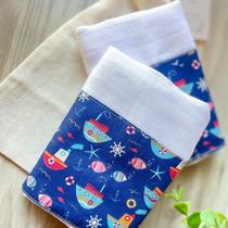 Kit 2 Fraldas de Ombro Bebê Tricoline 100% Algodão com Saquinho Presenteável Ceci Petit Home