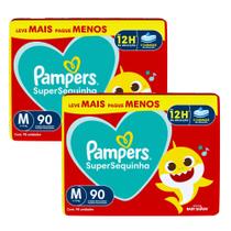 Kit 2 Fraldas Descartáveis Pampers Supersequinha Jumbo M - 180 Tiras