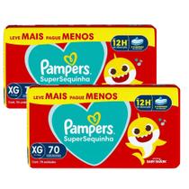 Kit 2 Fraldas Descartáveis Pampers Supersequinha Jumbo XG - 140 Tiras