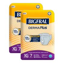 Kit 2 Fraldas Geriátrica Bigfral Derma Plus Tamanho XG com 7 Unidades Cada