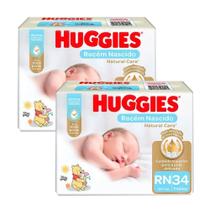Kit 2 Fraldas Huggies Natural Care Rn Mega - 68 Tiras