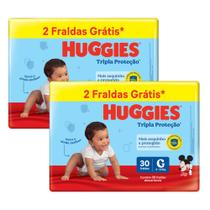Kit 2 Fraldas Huggies Tripla Proteção Meguinha G - 60 Tiras