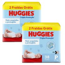 Kit 2 Fraldas Huggies Tripla Proteção Meguinha P - 76 Tiras