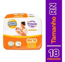 Kit 2 Fraldas Infantil Pom Pom Jumbinho Tamanho Rn C/ 18 Un