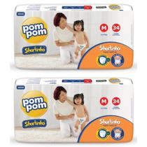 KIT 2 Fraldas Infantil Pom Pom Shortinho Todos os Tamanhos